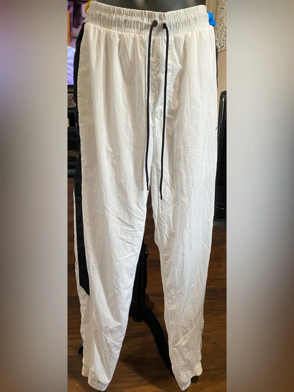 Jordan White Track Pants with Black Side Stripe